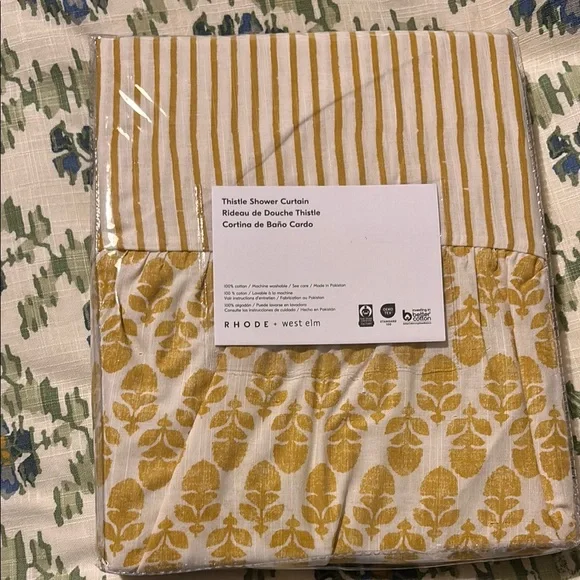 West Elm X Rhode Thistle Shower Curtain in Dijon, NWT - Picture 3 of 3